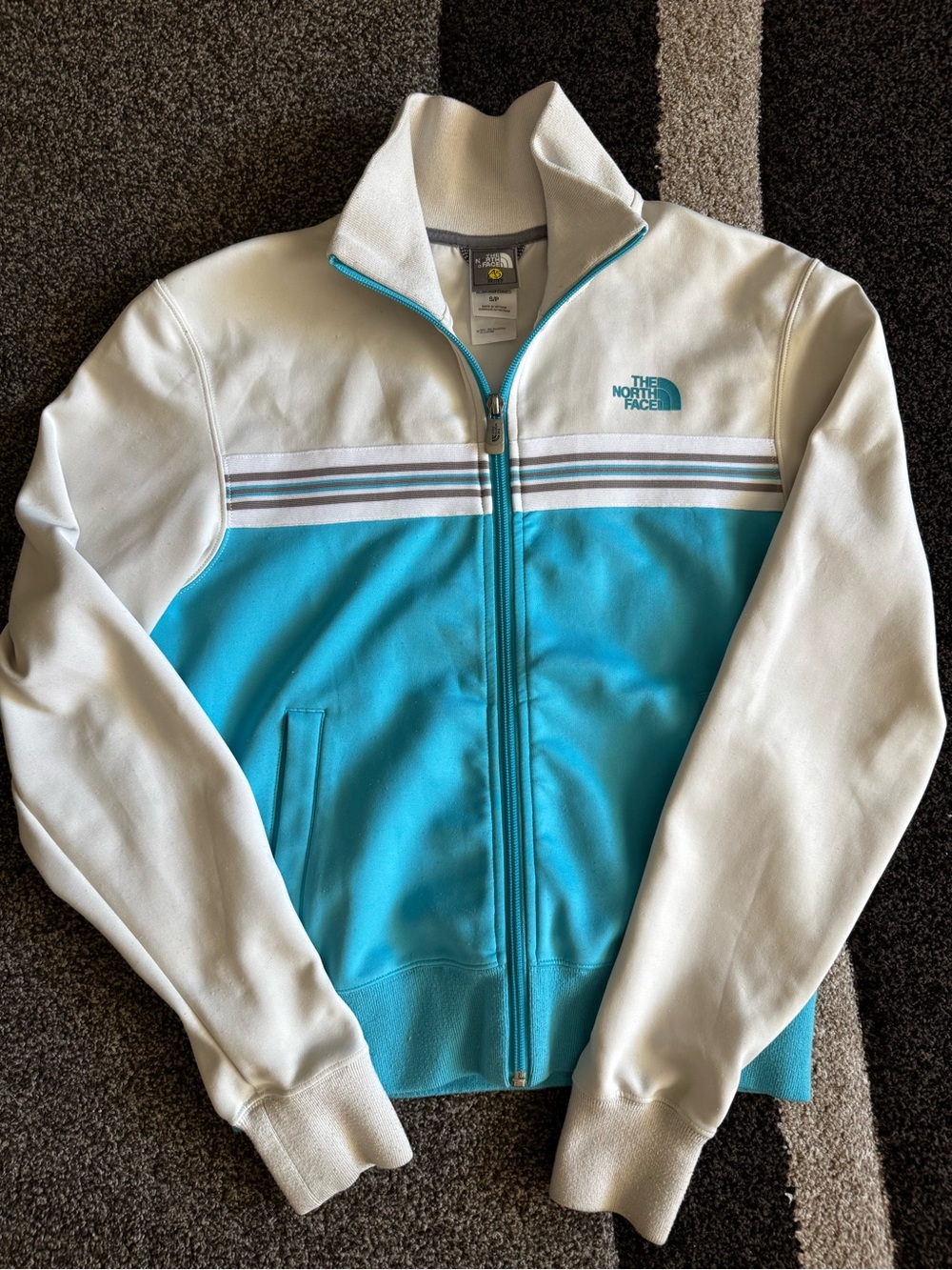 The North Face Women’s White & Turquoise Full-Zip Bomber Jacket